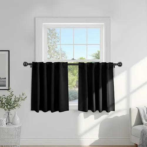 Vista 43 de PONY DANCE Cortinas cortas con aislamiento térmico para ventana pequeña, para guardería, baño, cocina, lavandería, caravana, sótano, 29 pulgadas