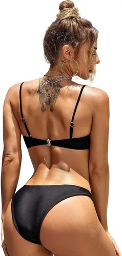 Vista 2 de Lilosy Sexy lindo con aros recortados halter bikini traje de baño conjunto mujeres Criss Cross traje de baño 2 piezas