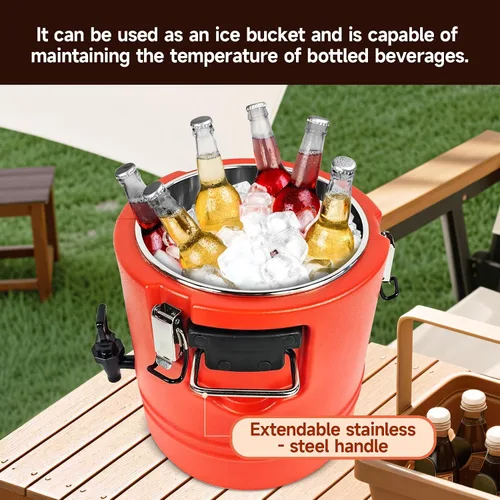 Vista 6 de Dispensador de bebidas aislado de 12 litros, dispensador de bebidas frías y calientes con interior de acero inoxidable 304, enfriador de agua