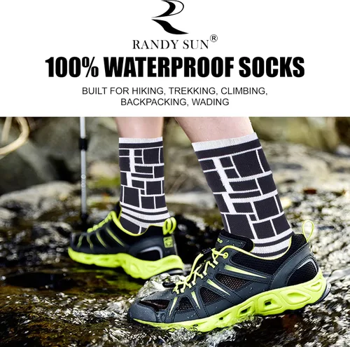 Vista 4 de RANDY SUN - Calcetines 100% impermeables, unisex, para practicar senderismo, caminar, correr, esquiar, etc