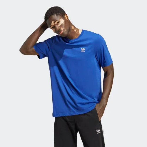 Vista 2 de adidas Originals Camiseta esencial Trefoil para hombre, Azul semi lúcido