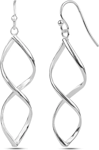 Vista 3 de LeCalla Aretes colgantes de plata de ley 925 para mujer, aretes colgantes de lágrima Aretes colgantes de gancho de pescado Regalo de joyería