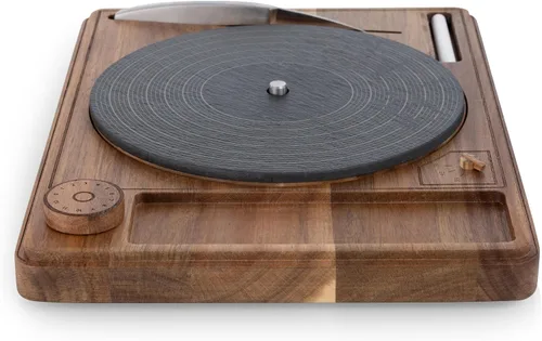 Vista 3 de PICNIC TIME Tabla giratoria para quesos con cuchillo, tablero de charcutería de disco de vinilo retro, bandeja giratoria Lazy Susan para servir