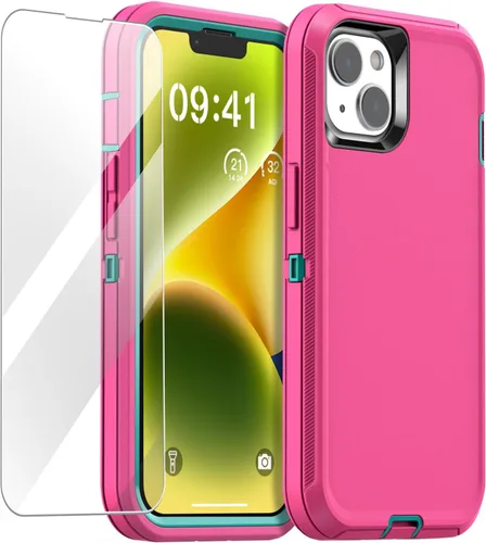 Vista 9 de AICase Funda para iPhone 14 (6.1 pulgadas) con protector de pantalla de vidrio, protección contra caídas de alta resistencia, cuerpo completo, a
