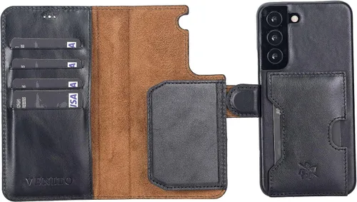 Vista 195 de Venito Florence - Funda de piel compatible con Samsung Galaxy S9, extra segura con bloqueo RFID, cartera desmontable para teléfono (gris decolorado)