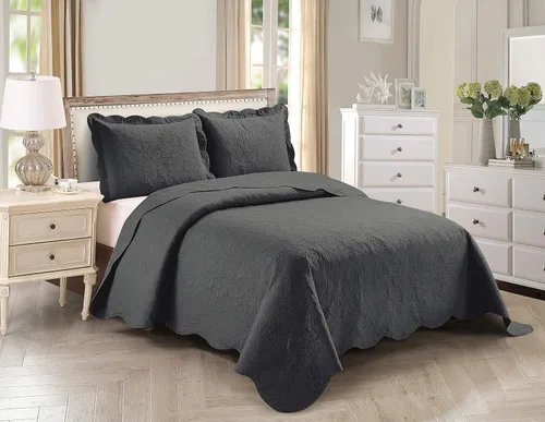 Vista 9 de Kids Zone Home Collection - Juego de colcha grande en relieve elegante, color liso, peso ligero, nuevo #Stacy (Beige, Twin)