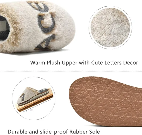 Vista 4 de COFACE Pantuflas de espuma viscoelástica para mujer, cómodas y cálidas, con forro de cojín acogedor