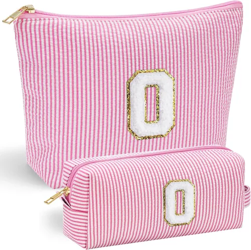 Vista 45 de YOOLIFE Regalos del Día de la Madre para Mujeres, Bolsa de Maquillaje con Iniciales, Bolsa de Maquillaje para Viaje, Bolsa de Maquillaje Negro