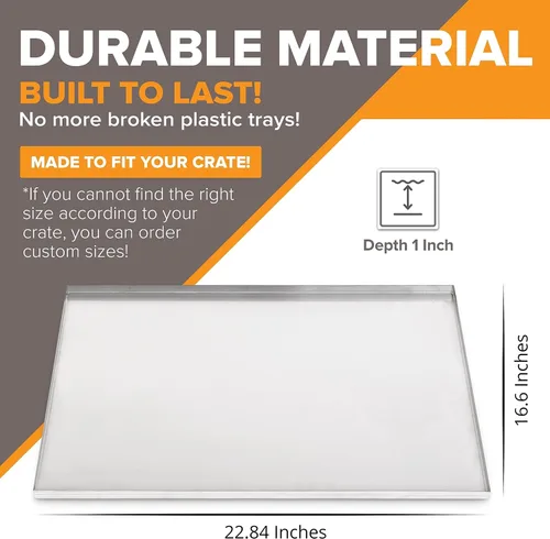 Vista 2 de Pinnacle Systems (Galvanizado, 22.84" L X 16.6" W X 1") Bandeja de repuesto de metal para jaula de perro, a prueba de mordidas y grietas
