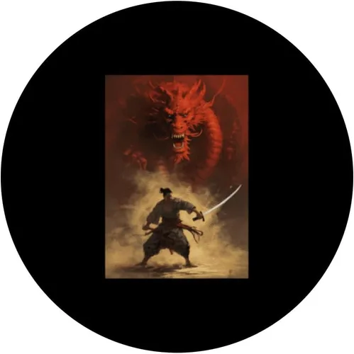 Vista 3 de Samurai's Triumph Over the Great Dragon - Bushido Art PopSockets Standard PopGrip