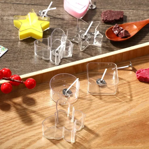 Vista 3 de Portavasos de plástico transparente para té – Recipientes votivos de plástico resistente al calor en forma de corazón, cuadrado, estrella, redonda