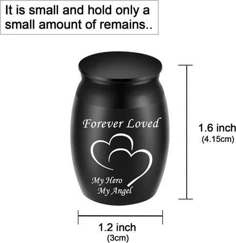 Vista 6 de Urnas de amor eterno para cenizas humanas, 1.6 y 2.8 pulgadas de alto, hermosas urnas decorativas mini urnas de cremación atemporales, urnas