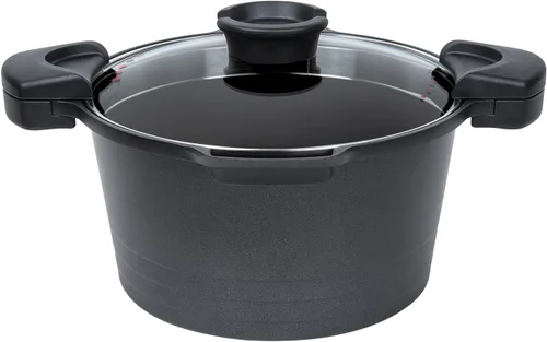 Vista 5 de MasterPan Olla antiadherente para pasta de 5 cuartos de galón con asas de bloqueo y colador fácil de verter, 9 pulgadas