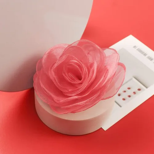 Vista 12 de adorables broches de rosas, clip para el cabello de flores de seda para mujer [joyas], sin metal, Rojo, XOTW05C4