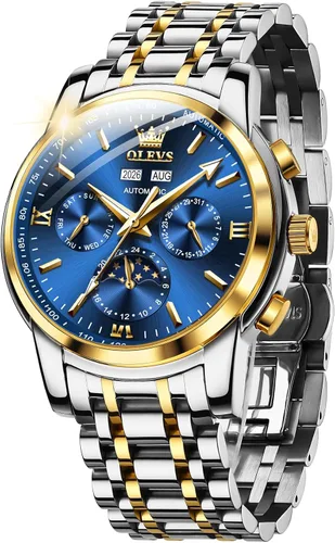 Vista 14 de OLEVS - Relojes automáticos para hombre, diseño mecánico con cuerda automática, reloj de pulsera de lujo de moda, esqueleto, luminoso, impermeable