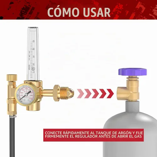 Vista 6 de Bestarc Argon - Regulador de gas con medidor de flujo de CO2 con manguera