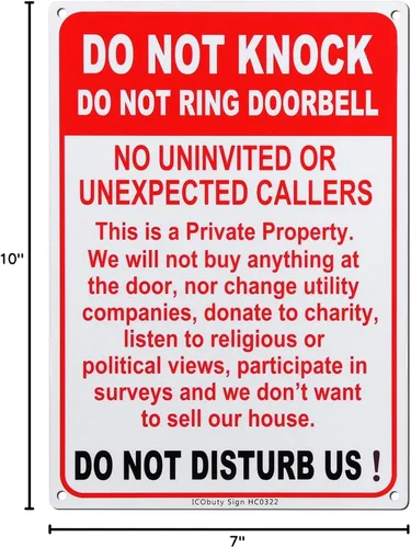 Vista 3 de ICObuty Letrero con texto en inglés "Do Not Knock Do Not Molb", con protección UV, 10 x 7 pulgadas, libre de óxido, 40 mil, reflectante, fácil