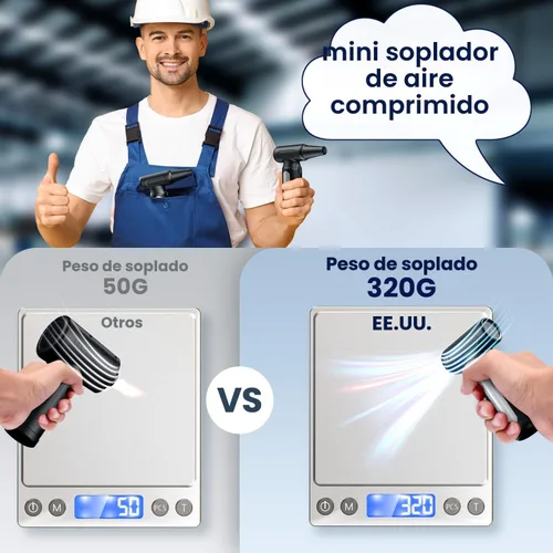 Vista 4 de Plumero eléctrico de aire comprimido, plumero de aire inalámbrico recargable para PC, limpieza de teclado y electrónica, reemplaza las latas de aire