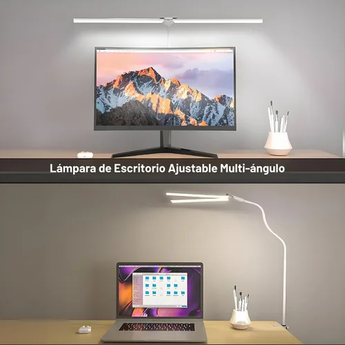Vista 3 de Hensam Lámpara de escritorio LED con abrazadera, luz de escritorio de doble cabezal para oficina en casa, luz de escritorio regulable, lámpara