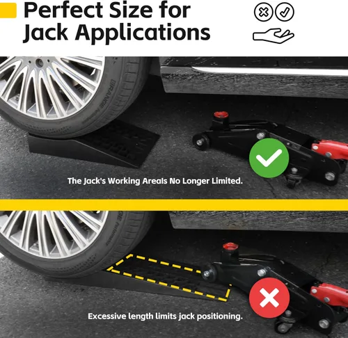 Vista 3 de MAXXHAUL 50699 Rampas de automóvil de perfil bajo para mantenimiento y exhibición de vehículos, inclinación corta para soporte de gato de piso