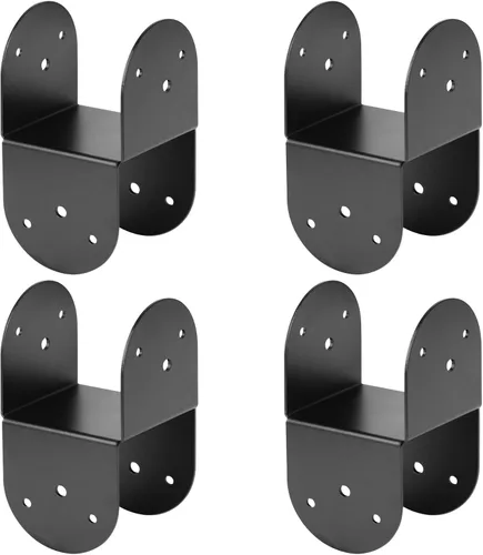 Vista 3 de GBGS 4 soportes de 4 x 4, soporte de amarre superior para conectar poste a viga, calibre 14, negro
