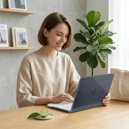 Vista 4 de DONGKE Funda con purpurina para MacBook Neo de 13 pulgadas 2026 (modelo A3404 A18 Pro Chip) Carcasa rígida transparente brillante con protector