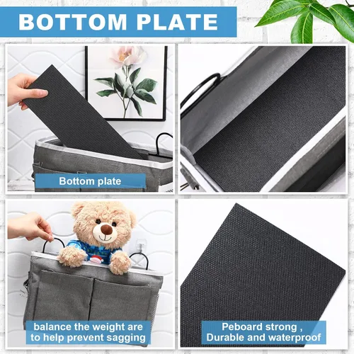 Vista 6 de Berlune 6 bolsas de almacenamiento para colgar en la pared, bolsa organizadora de pared con bolsillos y ganchos, cesta organizadora colgante de lino