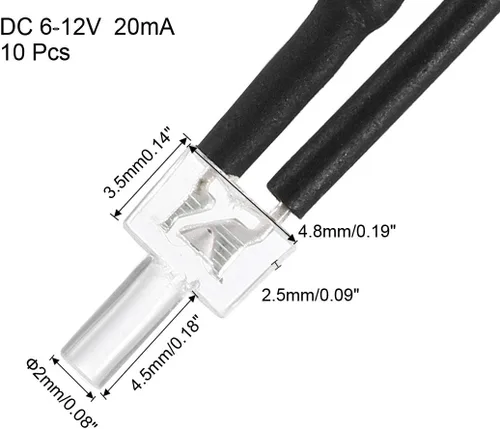 Vista 2 de uxcell 10pcs 0.079 in pre cableado LED, naranja DC6-12V lente transparente, diodos emisores de luz