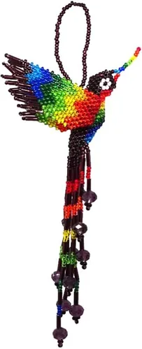 Vista 7 de Mia Jewel Shop - Figurina colgante decorativa de colibrí Figuras de pájaros para decoración del hogar Adorno de vidrio checo con cuentas