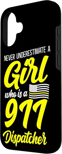 Vista 2 de 911 Dispatcher Thin Gold Yellow Line Girl Female Never Case for iPhone 16