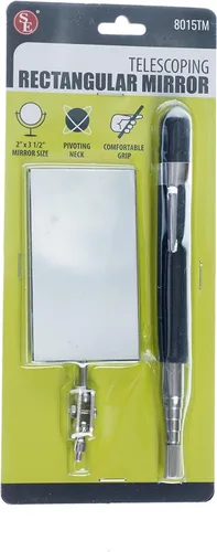 Vista 7 de SE Espejo rectangular telescópico de 33 pulgadas con mango de agarre de cojín, ajustable, giratorio de 2 x 3.5 pulgadas para automóviles, inspección