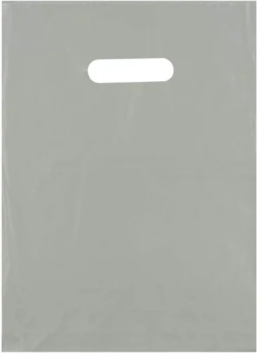 Vista 6 de Bolsas de compras de plástico con asas troqueladas de 9x12, negras, 100/cs – Bolsas marca directa
