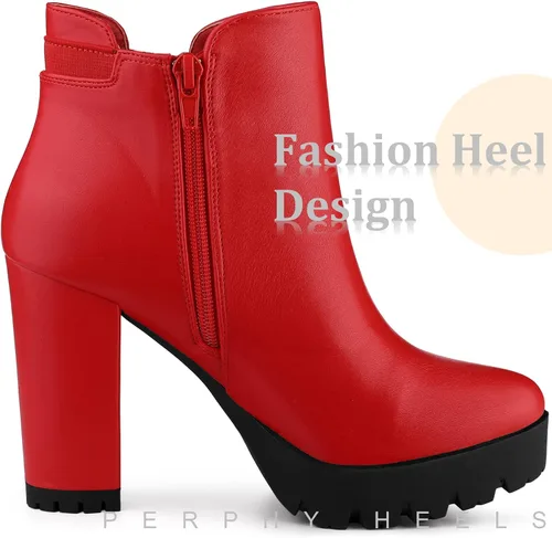 Vista 4 de Perphy Botas Chelsea de tacón alto con plataforma para mujer