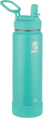Vista 33 de Takeya Actives - Botella de agua con tapa con popote, duradera y de fácil cuidado, con aislamiento de acero inoxidable, tapa sin BPA con asa