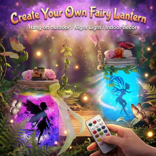 Vista 3 de Kit de manualidades de linterna de hadas Alritz, regalos de Navidad para niñas, luz nocturna de tarro Mason con control remoto, manualidades
