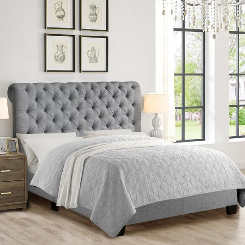 Vista 10 de Rosevera Rosina - Base de cama con cabecera ajustable, con cabecera ajustable, con cabecera enrollable de 32 pulgadas, fácil montaje, tamaño King