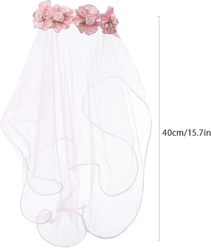 Vista 6 de kilofly - Diadema de flores para niñas de la primera comunión + collar pulsera