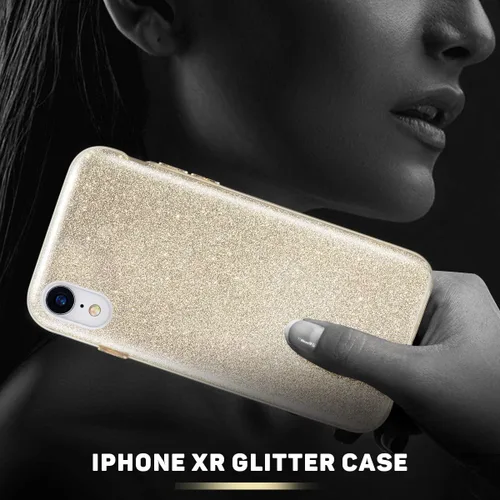 Vista 6 de MATEPROX Compatible con iPhone XR, funda protectora Bling Sparkle Cute Girls Women para teléfono XR de 6.1 pulgadas (dorado)