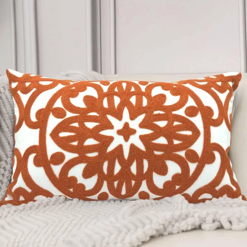 Vista 51 de Alysheer Funda de almohada decorativa bordada de 18 x 18 pulgadas, acogedora y fresca funda de cojín bohemia con diseño de mandala chic de punto