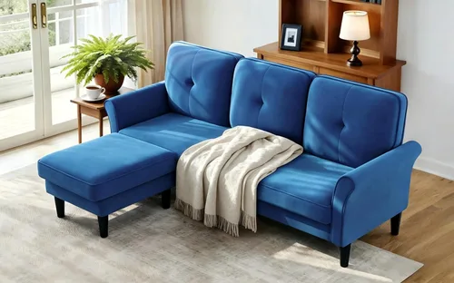 Vista 10 de Welzona Sofa Couch, 83" Sofas for Living Room, Soft Couches for Living Room Comfy Velvet, Modern U Shaped Couch with Ottomans, Small Sectional