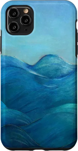 Vista 4 de Funda para iPhone 12 mini Blue Waves and Skies Relaxing Ocean Coastal design