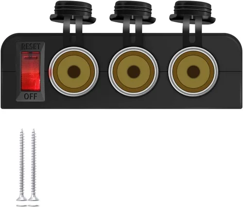 Vista 6 de Divisor de enchufe de encendedor de cigarrillos de 2 vías, impermeable, 12 V, repuesto de enchufe de adaptador de corriente dual para automóvil, RV