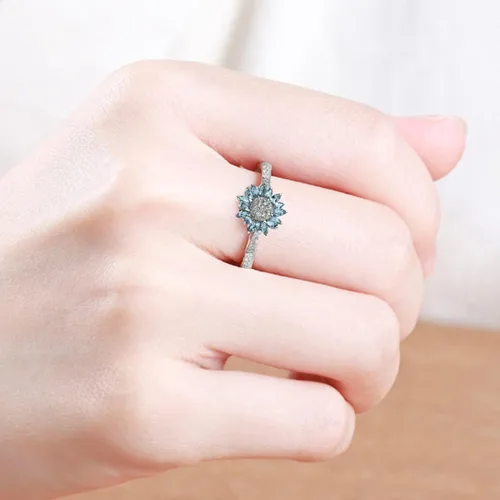 Vista 53 de Iumer - Anillo de zircón de dos piezas con incrustaciones de diamantes de imitación artificiales para mujer, talla 6-10.