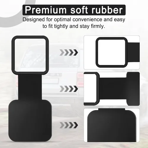 Vista 3 de UYYE Cubierta de enganche de remolque de goma de 2 pulgadas, tapa de tubo de enganche de goma, accesorios exteriores para la mayoría de los Negro