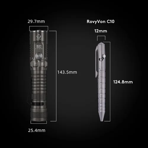 Vista 5 de RovyVon S21 brillante EDC linterna 3000 lúmenes interruptor giratorio proyector IPX8 USB-C Rechargeable 5000mAh Capacity 400M Long Beam Distance