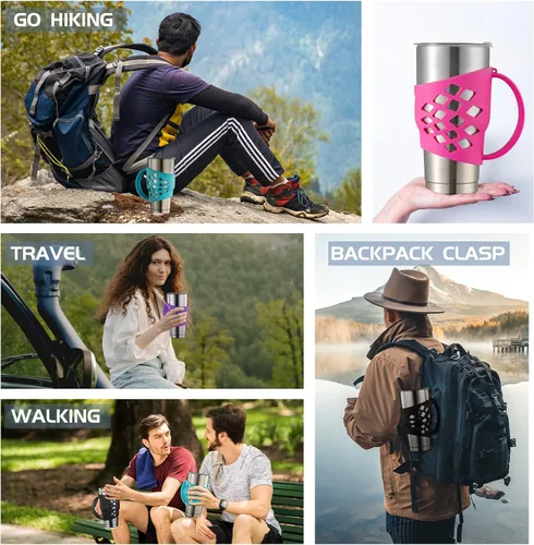 Vista 4 de Mango para vasos de 30 onzas, mango Yeti Rambler antideslizante, soporte de silicona para vaso Yeti Rambler/RTIC Tumbler/Corkcicle Tumbler Grip Negro