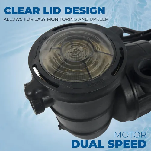 Vista 3 de XtremepowerUS Bomba de piscina sobre el suelo de 2 velocidades 1.5HP Bomba de piscina 1.5 "NPT filtro cesta filtro alto flujo con adaptador