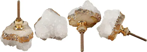 Vista 10 de JIC Gem Juego de 2 pomos de cristal de amatista natural para cocina, baño