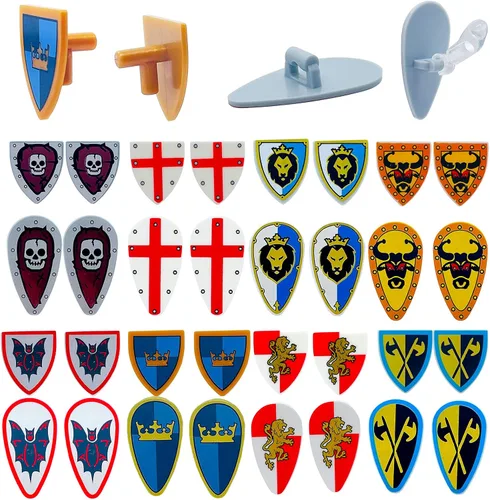 Vista 4 de Miutrue Paquete de accesorios de armamento medieval de caballero para construir armadura de juguete, casco, flecha de arco diseñado para mini