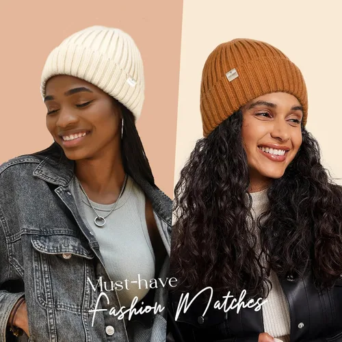Vista 3 de Sombreros de invierno para mujer, gorro con forro de satén para clima frío, gorro para mujeres y hombres, sombreros de punto cálidos de invierno